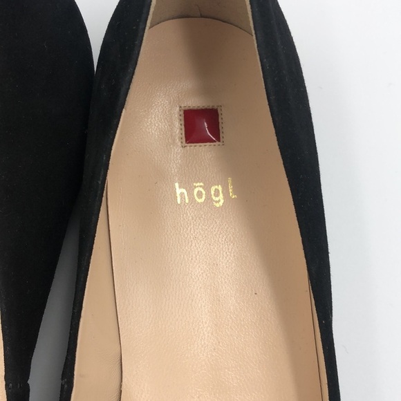 NWOT Hogl Femality Ballerina Flat Shoe Suede Outer Leather Inner Imported Black - Picture 4 of 6